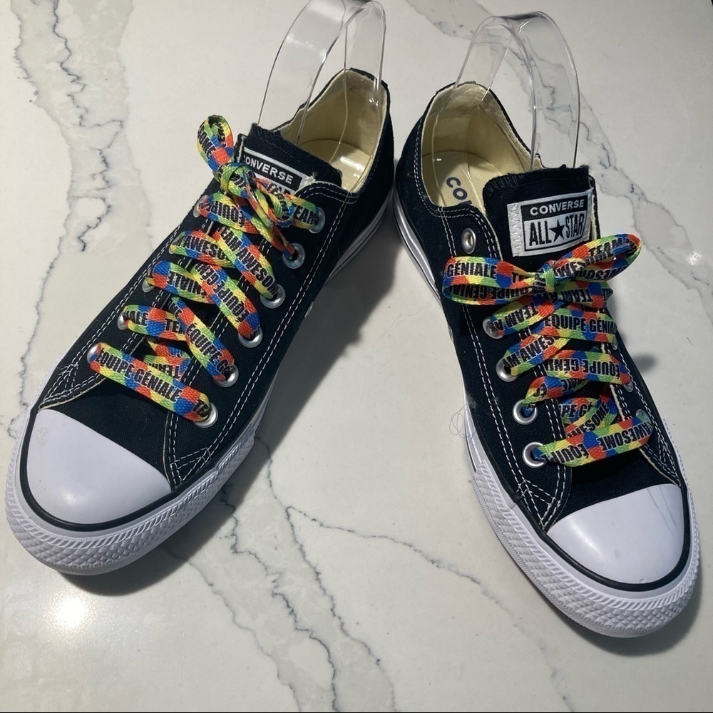 CONVERSE All Star Sz 8.5 Bilingual Awesome Team Laces Sneakers NWOT